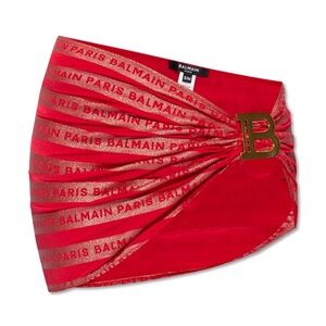 BALMAIN***Red Sarong Coverup Swimsuit***S/M $355 NWT